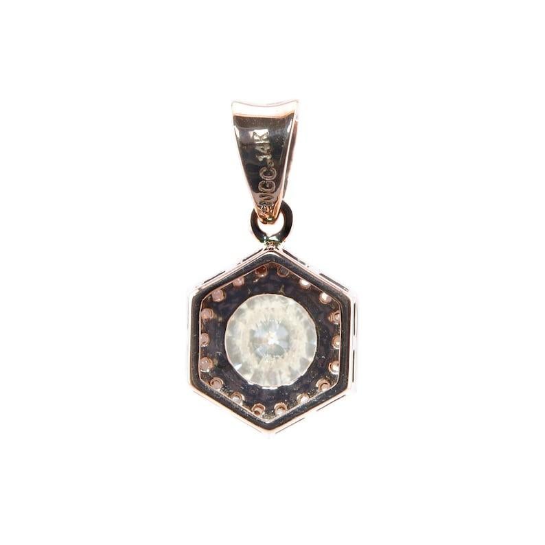 Sparkling Hexagon 1.23ctw Diamond Pendant Necklace in 14K Rose Gold In New Condition For Sale In Boston, MA