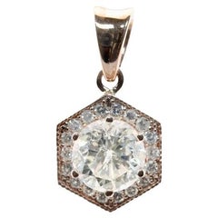 Sparkling Hexagon 1,23 Karat Diamant-Anhänger-Halskette aus 14 Karat Roségold