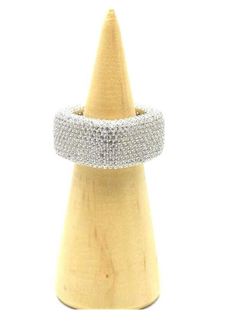 Vintage-Cocktailring aus Sterlingsilber mit funkelndem Eis CZs Kristall Pave, quadratisch Damen im Angebot