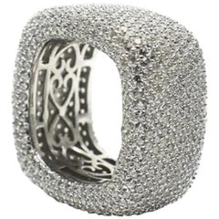 Sparkling Ice CZs Square Sterling Silver Cocktail Ring Estate Fine Jewelry