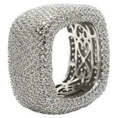 Retro Sparkling Ice CZs Crystal Pave Square Sterling Silver Cocktail Band Ring