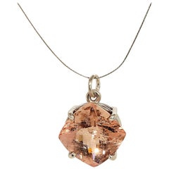 Sparkling Morganite Pendant in Sterling Silver