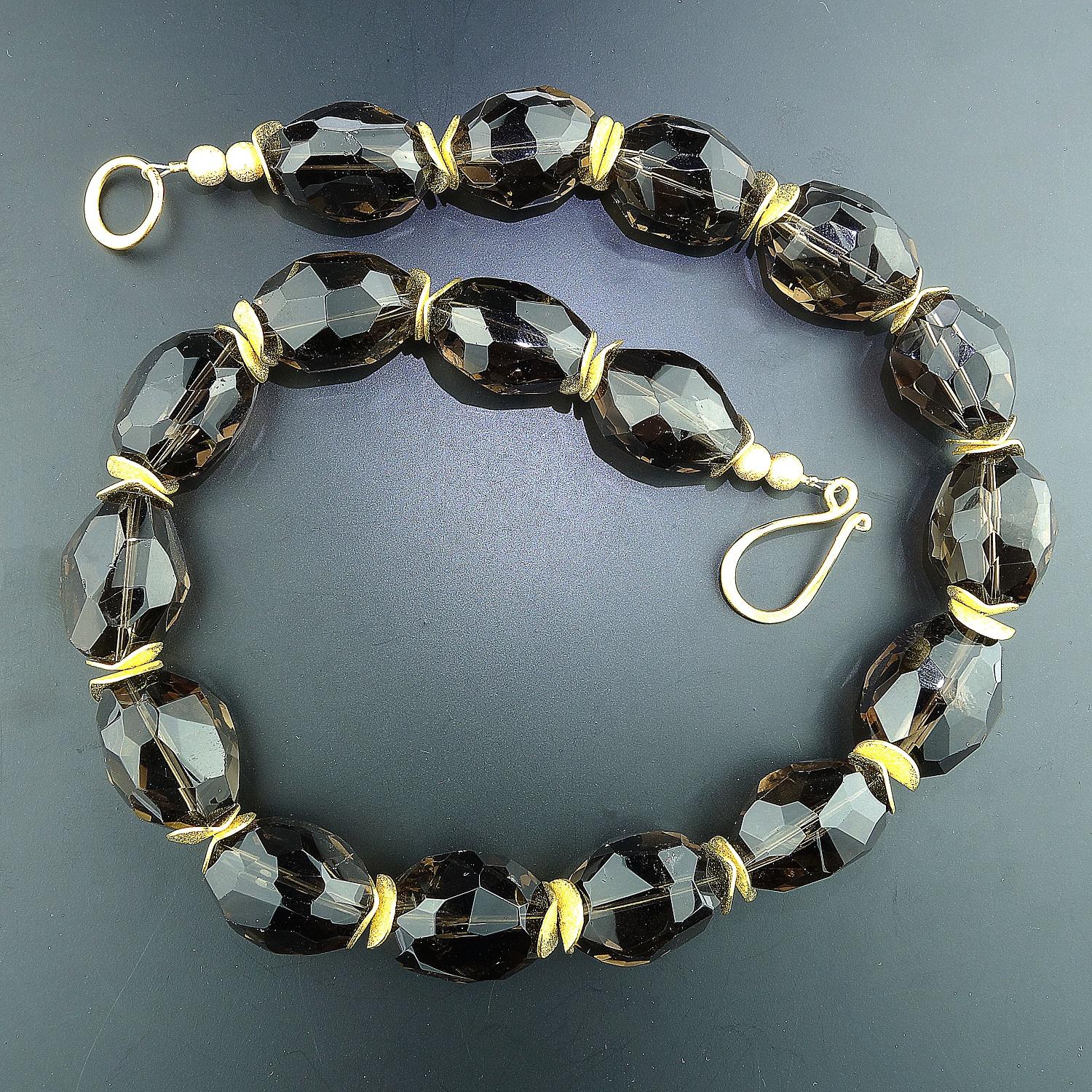 Sparkling Nuggets of Smoky Quartz Necklace In New Condition In Raleigh, NC