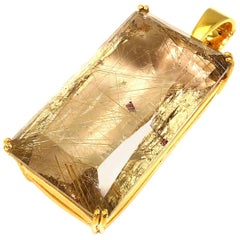 Sparkling Oblong Rutilated Quartz Pendant