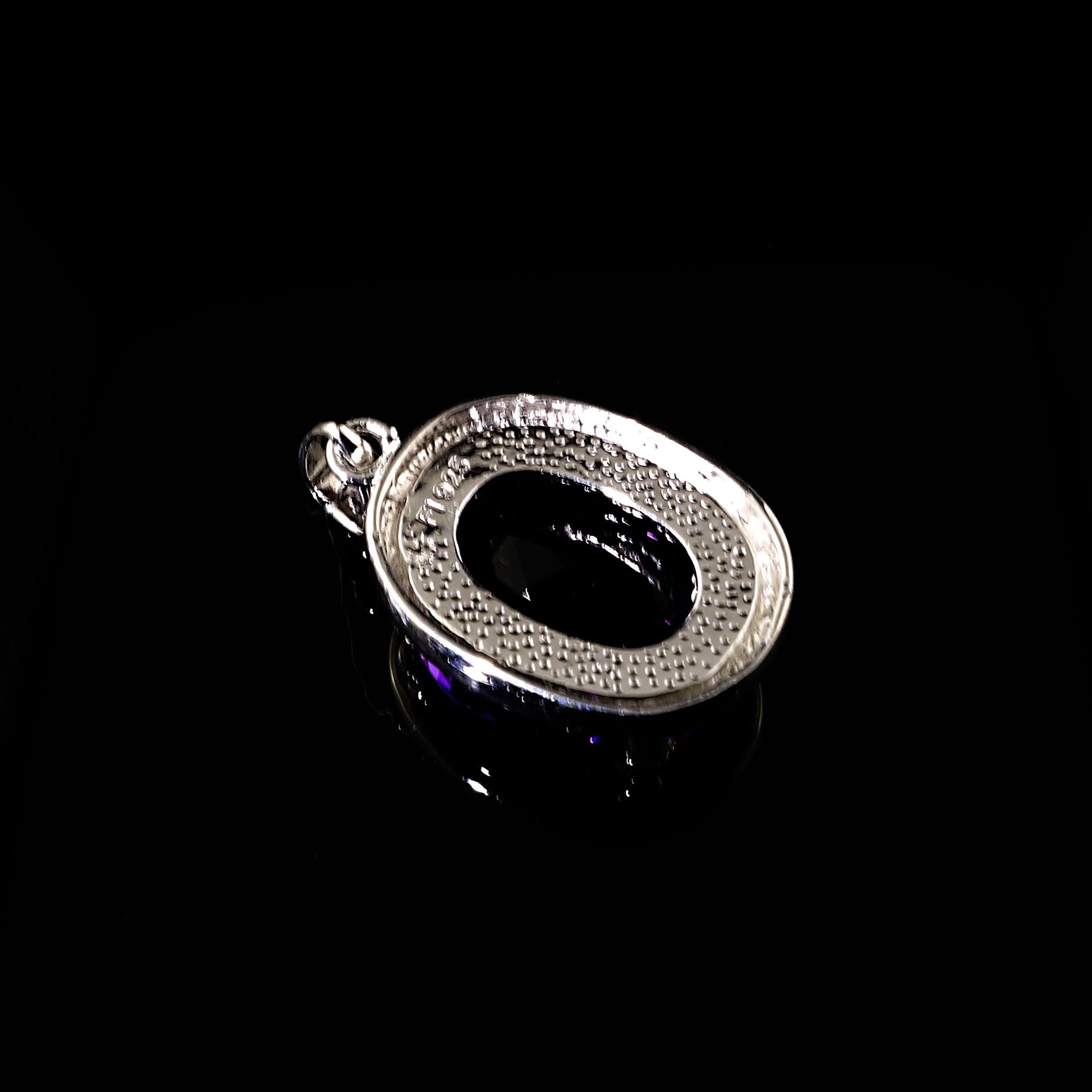 Oval Cut  AJD Sparkling Oval Amethyst in Sterling Silver Pendant