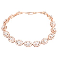 Sparkling Oval Cut Rose Gold Plated Zirconia Tennis Bracelet for Mom in Silver