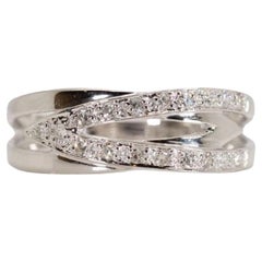 Sparkling Pavé 18K White Gold Band Ring with 1.35 Ct Natural Diamonds