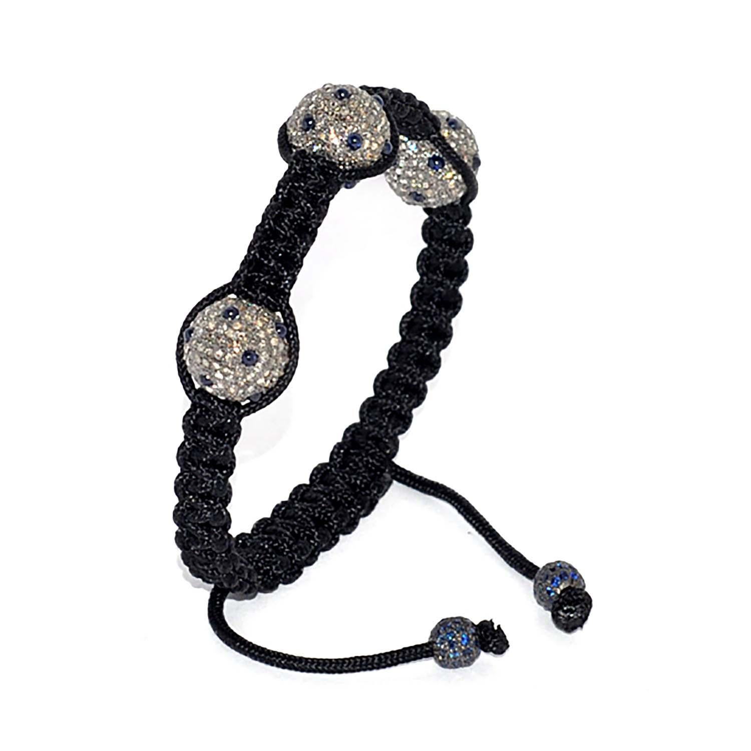 Sparkling Pavé Disco Ball Macramé Adjustable Brac… - image 3