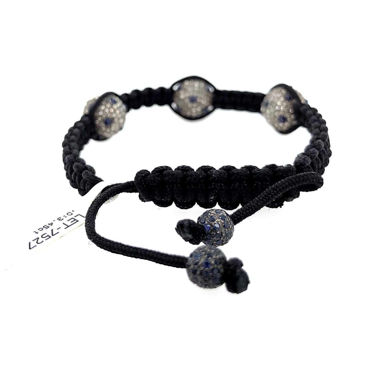 Sparkling Pavé Disco Ball Macramé Adjustable Brac… - image 4