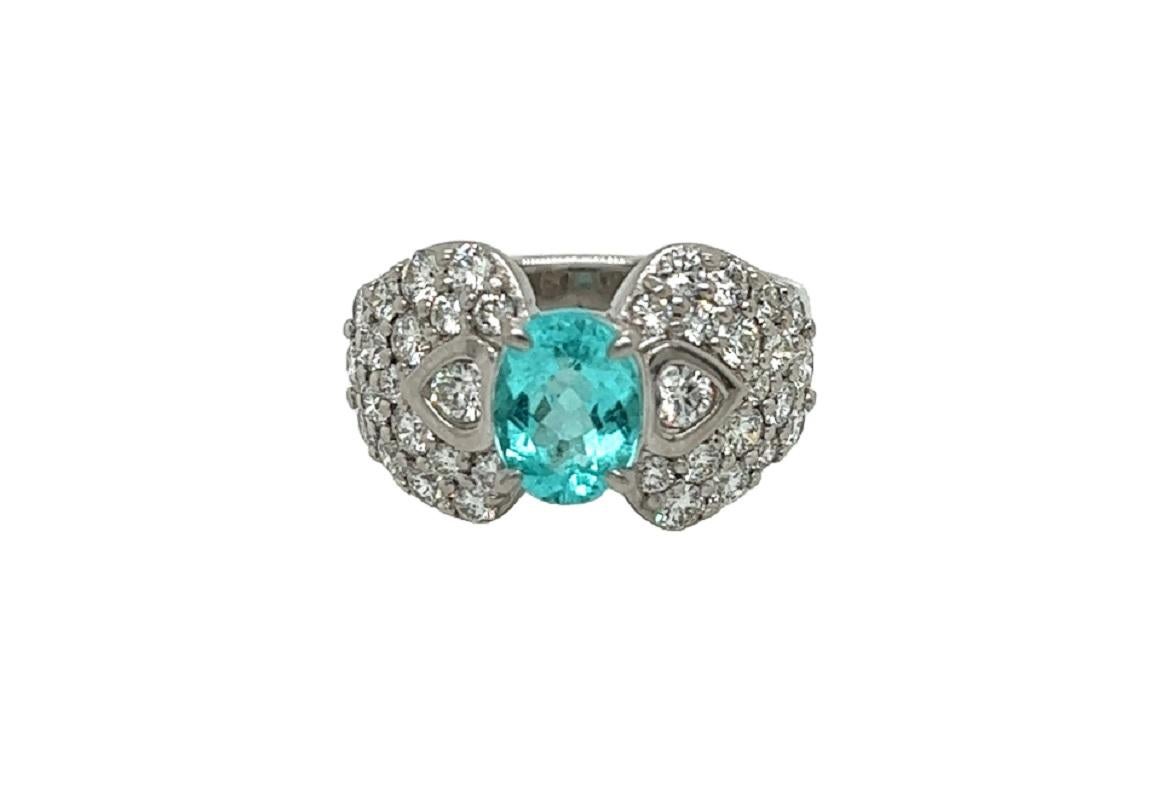 Sparkling Platinum 1.15 Catat Paraiba Ring In New Condition For Sale In New York, NY