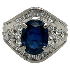 Anillo brillante de platino con zafiro de 3,12 quilates