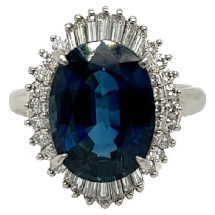 Sparkling Platinum 6.26 Carat Sapphire Ring For Sale