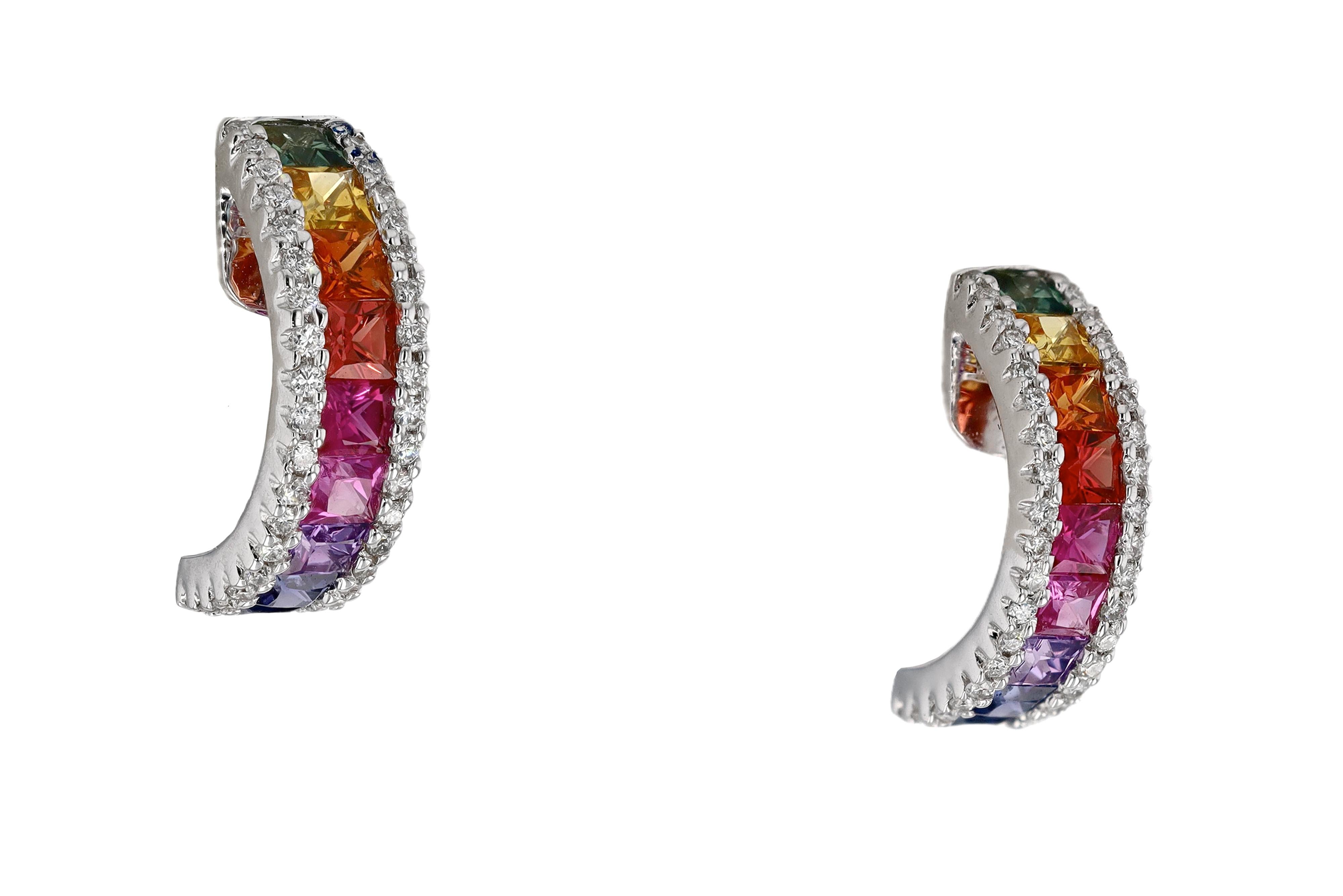 Modern Sparkling Rainbow Sapphire Multi Color Earrings
