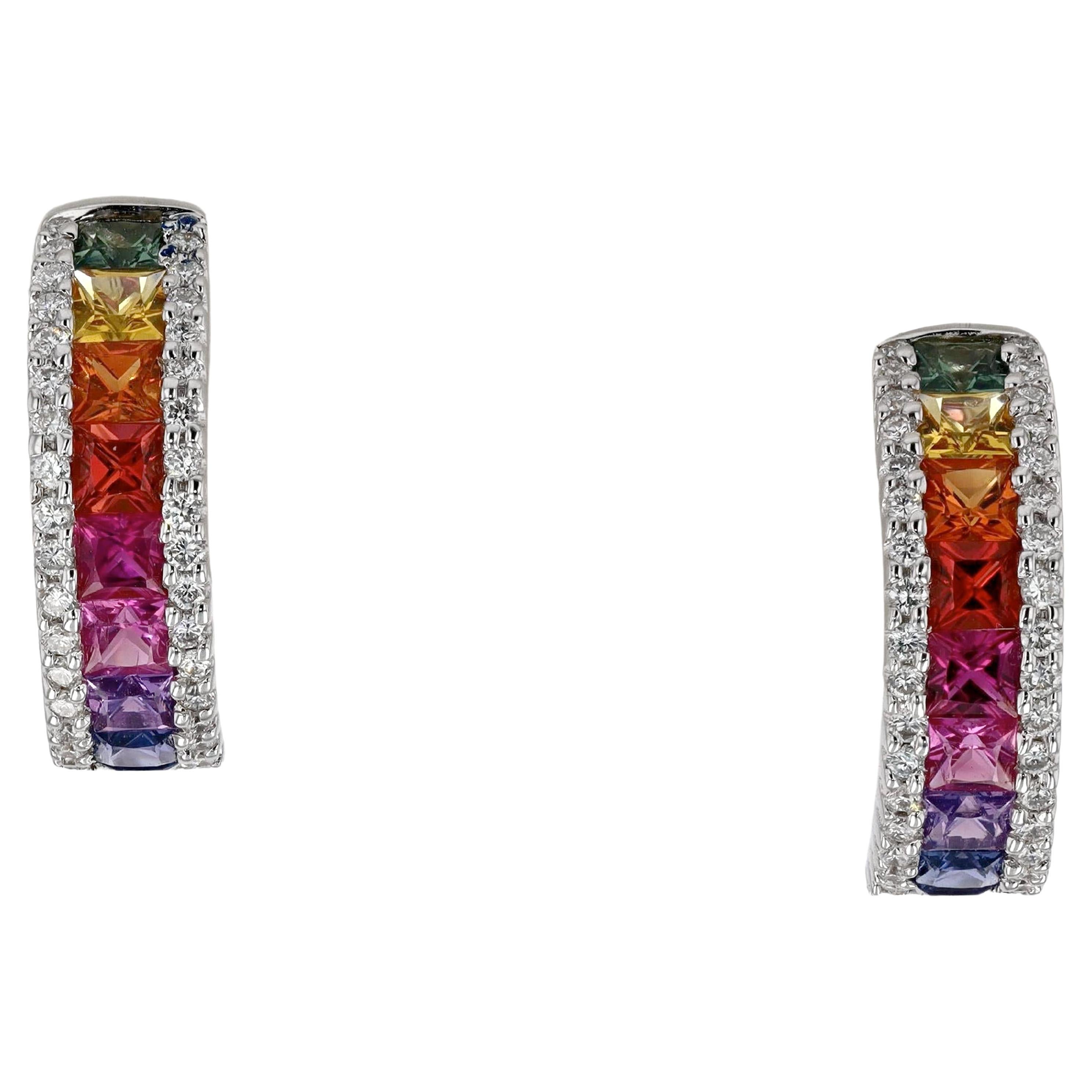 Sparkling Rainbow Sapphire Multi Color Earrings For Sale