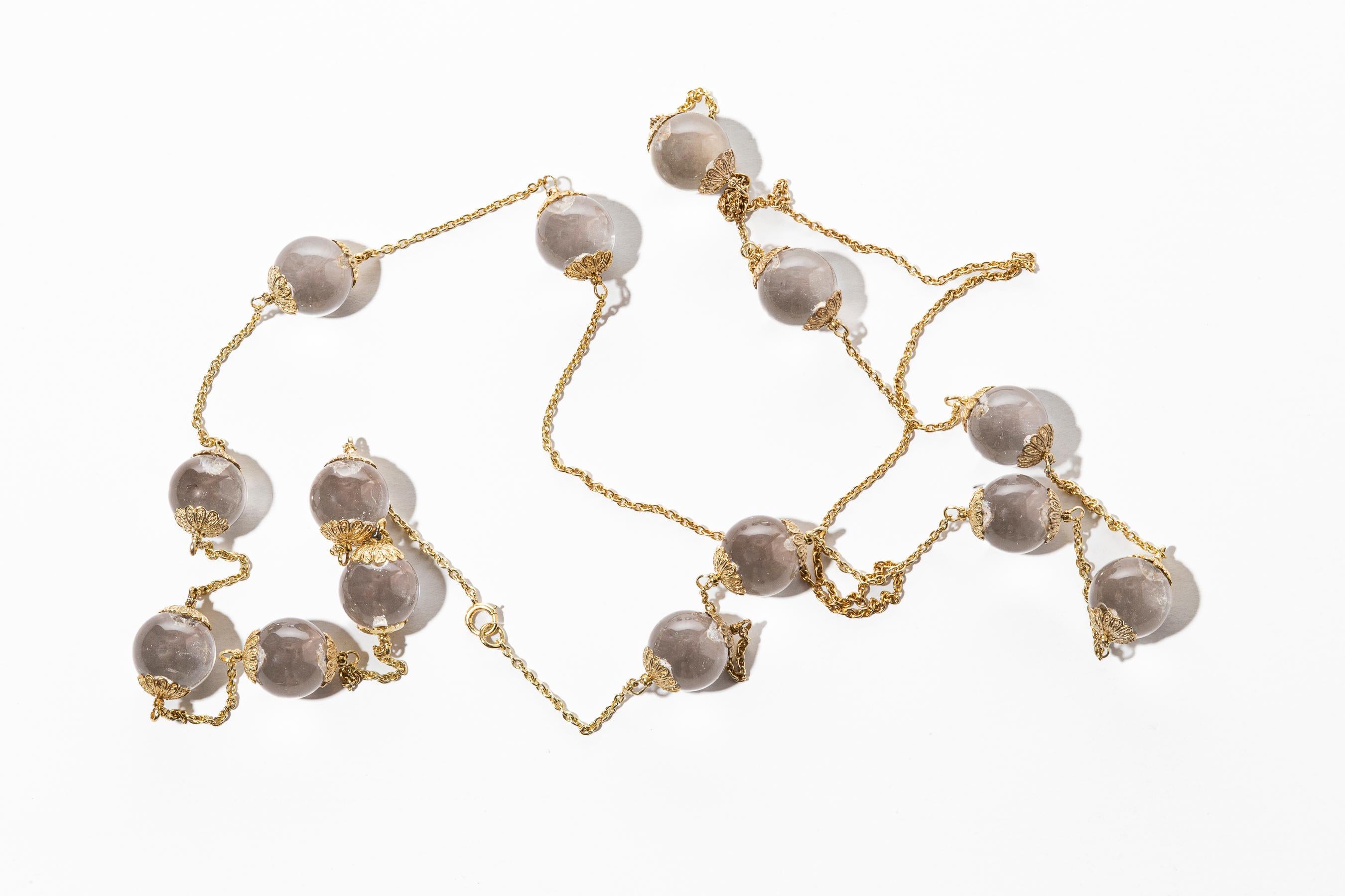 Edoardiano Collana con pozze di luce di cristallo di rocca scintillante in vendita