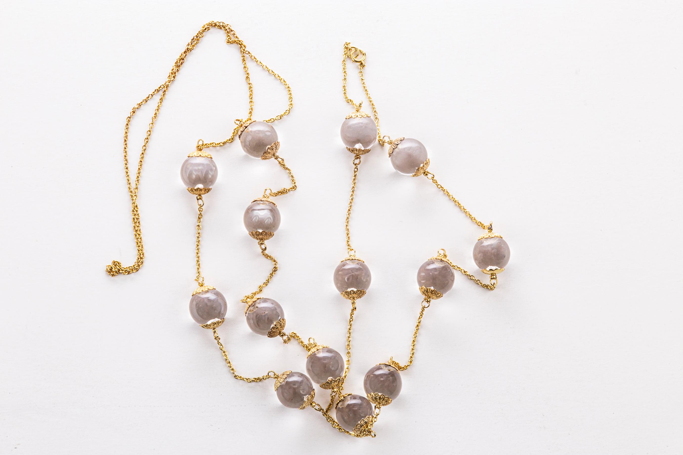 Collana con pozze di luce di cristallo di rocca scintillante in vendita 1