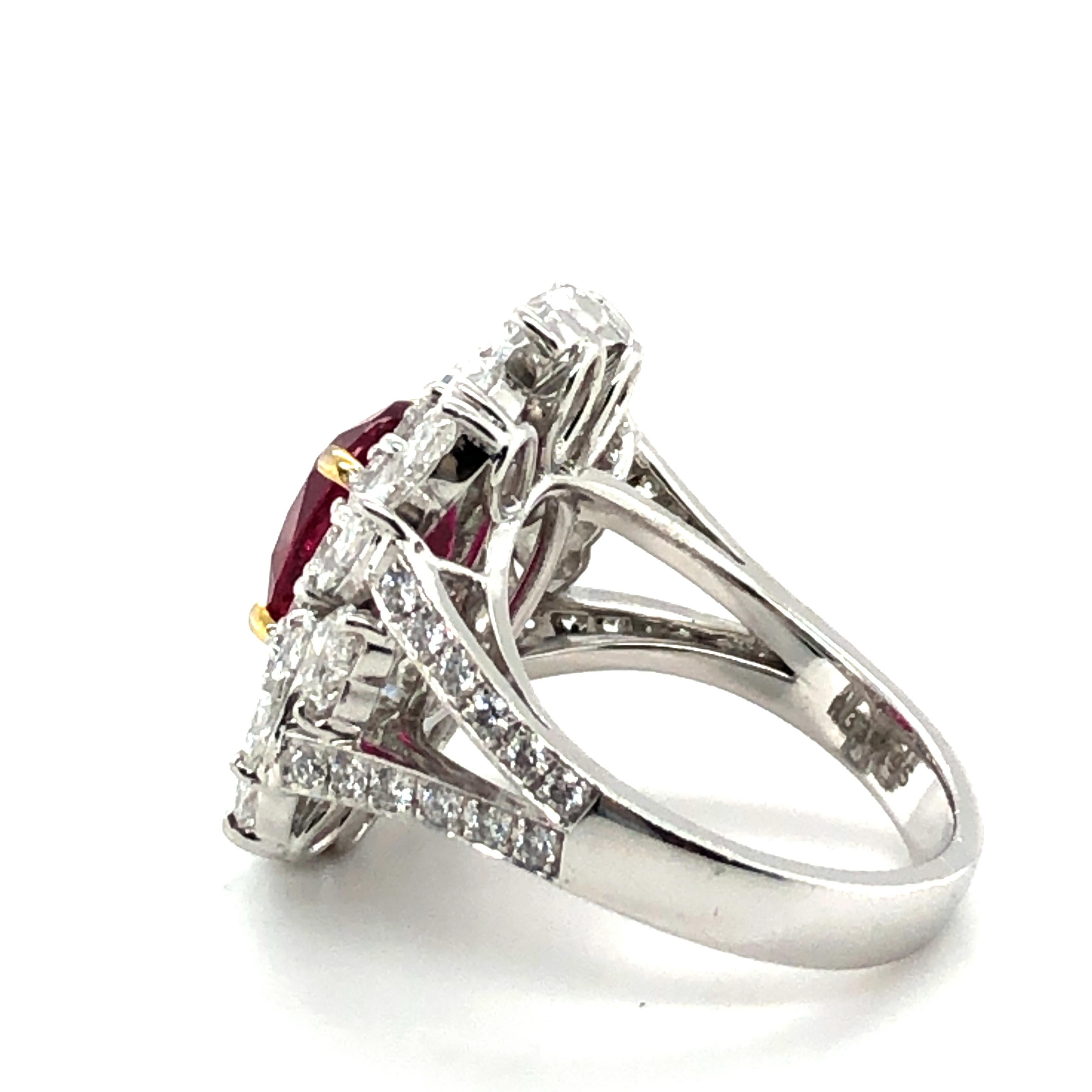 Sparkling Ruby and Diamond Ring in 18 Karat White Gold For Sale 2
