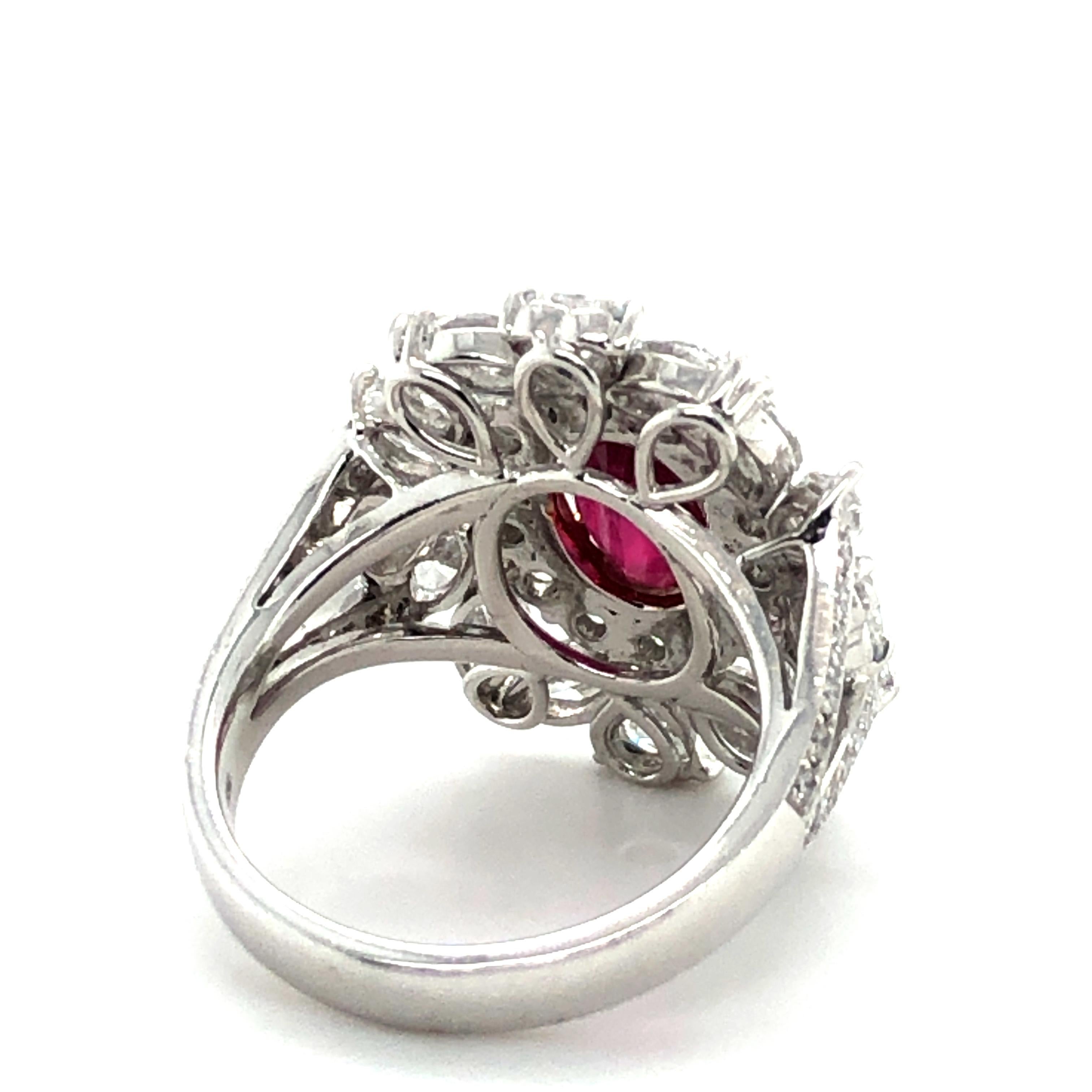 Sparkling Ruby and Diamond Ring in 18 Karat White Gold For Sale 5