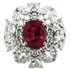 Sparkling Ruby and Diamond Ring in 18 Karat White Gold