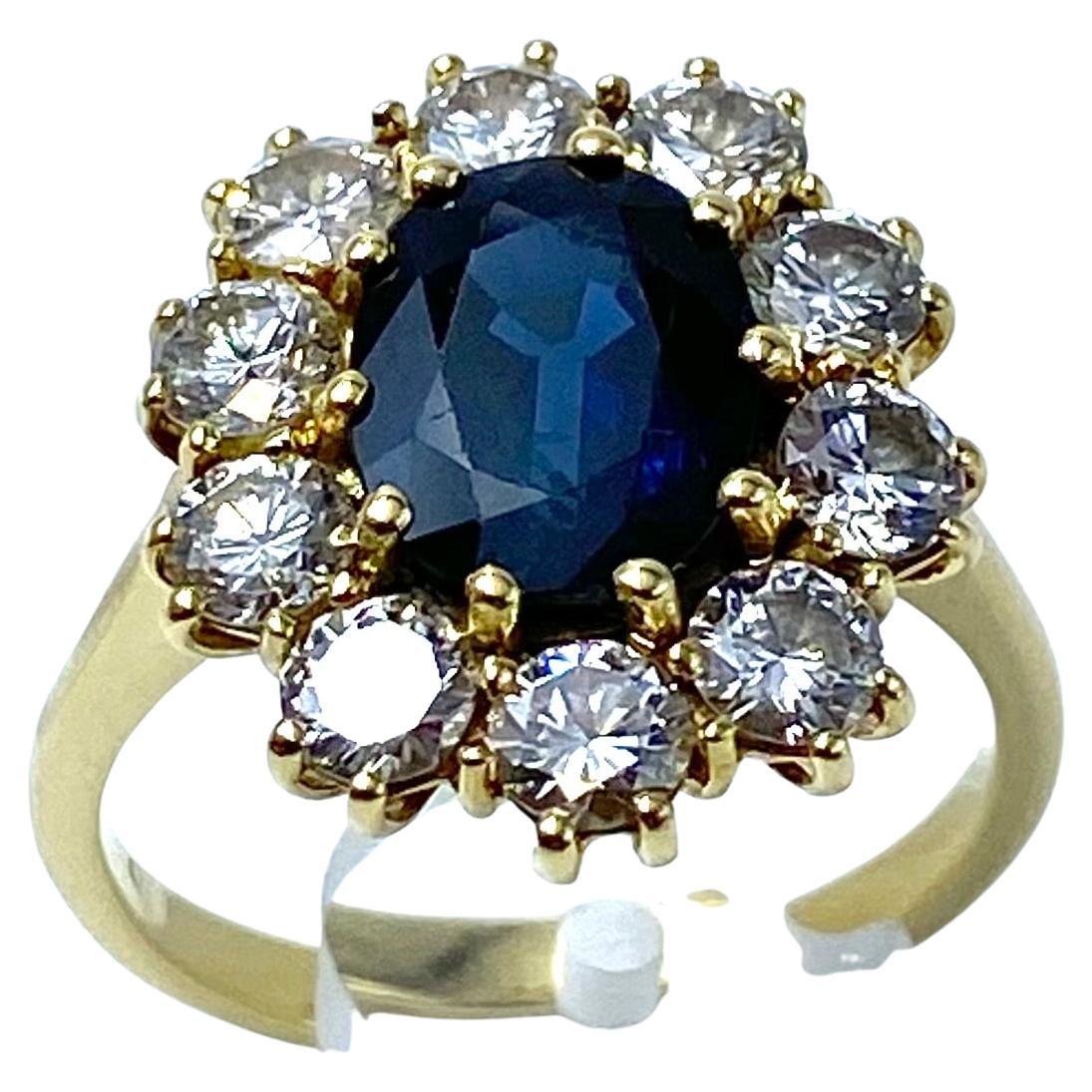 Sparkling Sapphire and Diamonds Ring