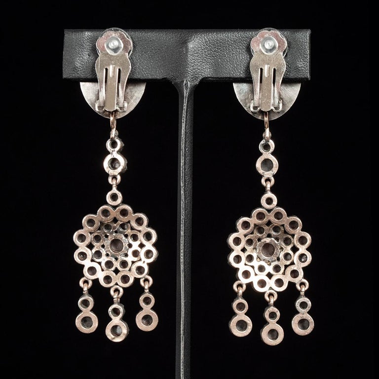 Sparkling Silver and Glass South Indian Drop Earrings by Jewels of