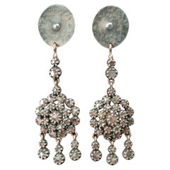 Südindische Tropfenohrringe aus funkelndem Silber und Glas von Jewels of Santa Fe