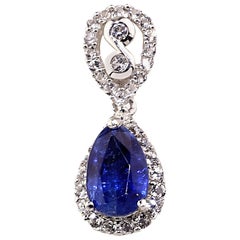 AJD Sparkling Silvery Pendant with Pear Shape Blue Kyanite