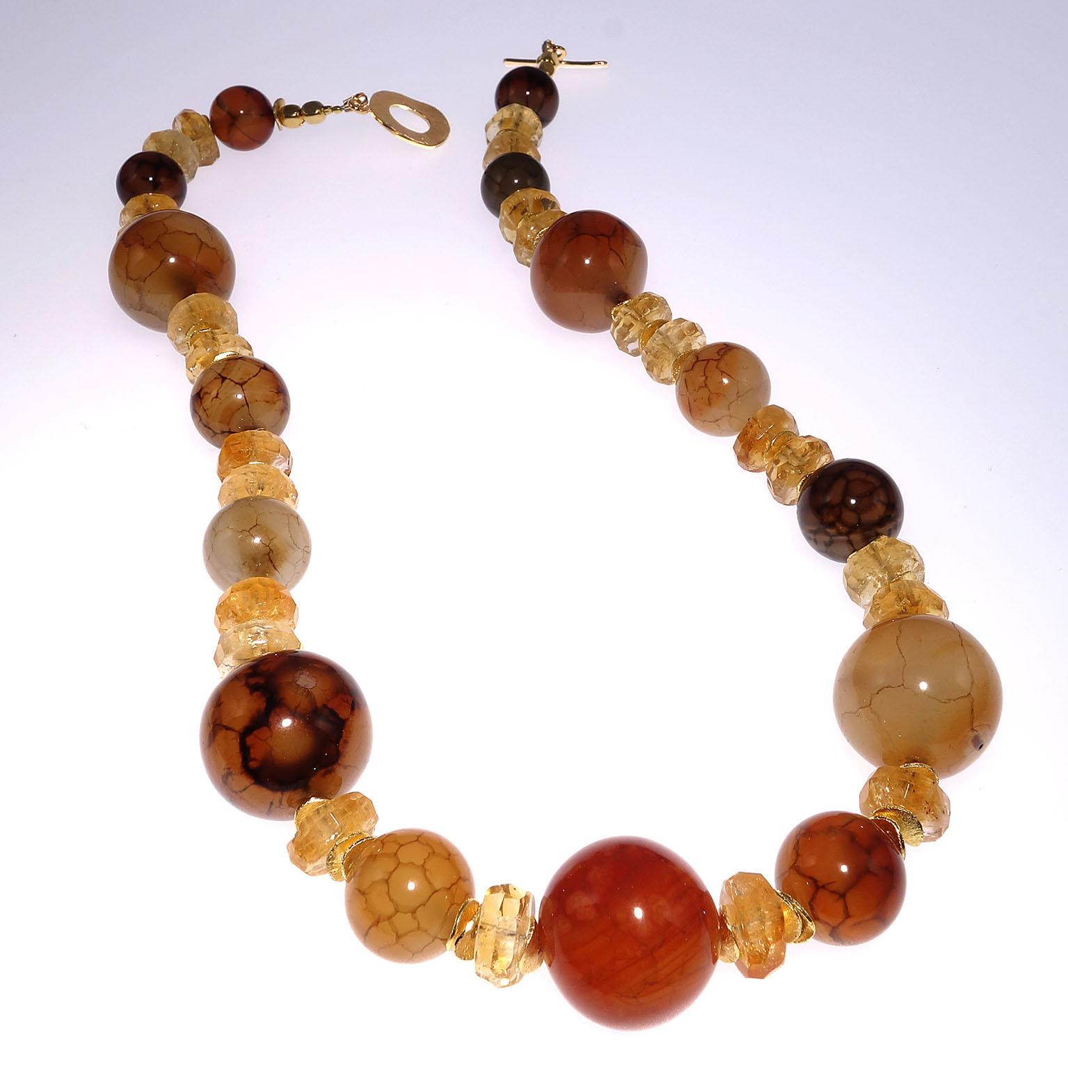 Sparkling Spiderweb Jasper and Citrine  Necklace In New Condition In Raleigh, NC