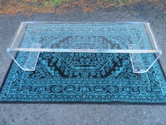 Sparkling Thick Chunky Lucite Scrolled Bench Mid-Century Modern