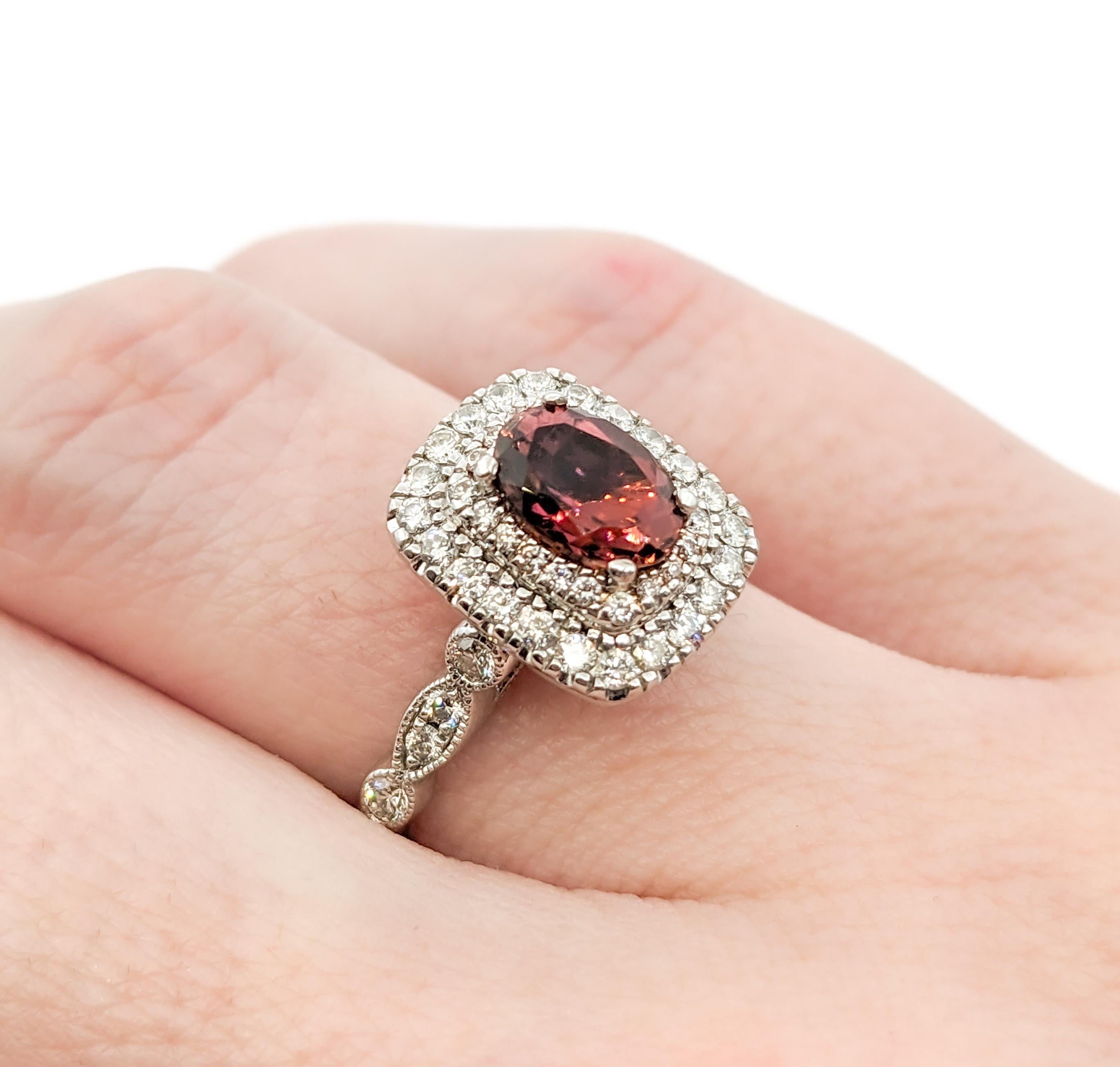 Sparkling Tourmaline & Diamond Dress Ring In Excellent Condition For Sale In Bloomington, MN