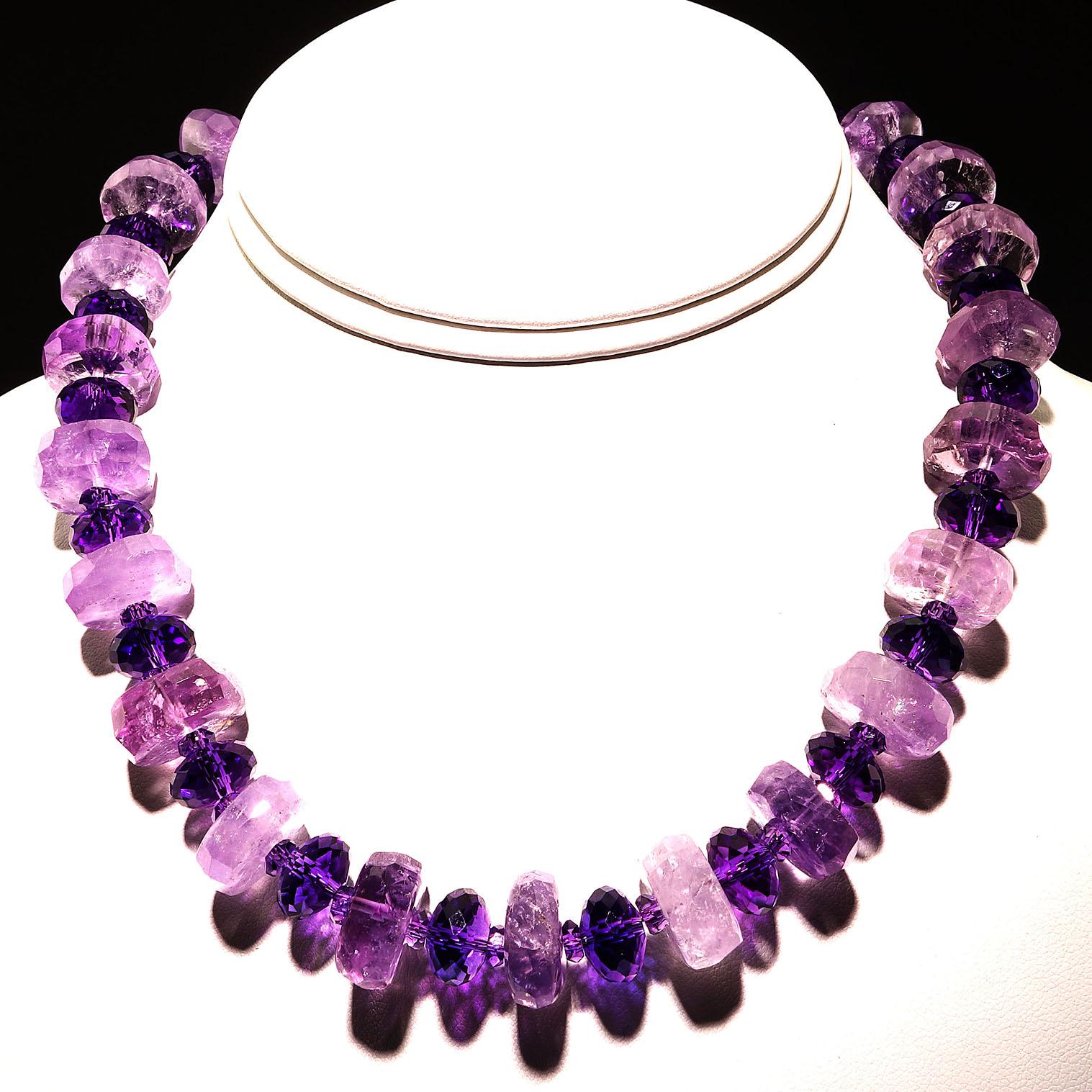 Contemporary Gemjunky Sparkling Two tone Amethyst and Amethyst Choker Necklace  For Sale