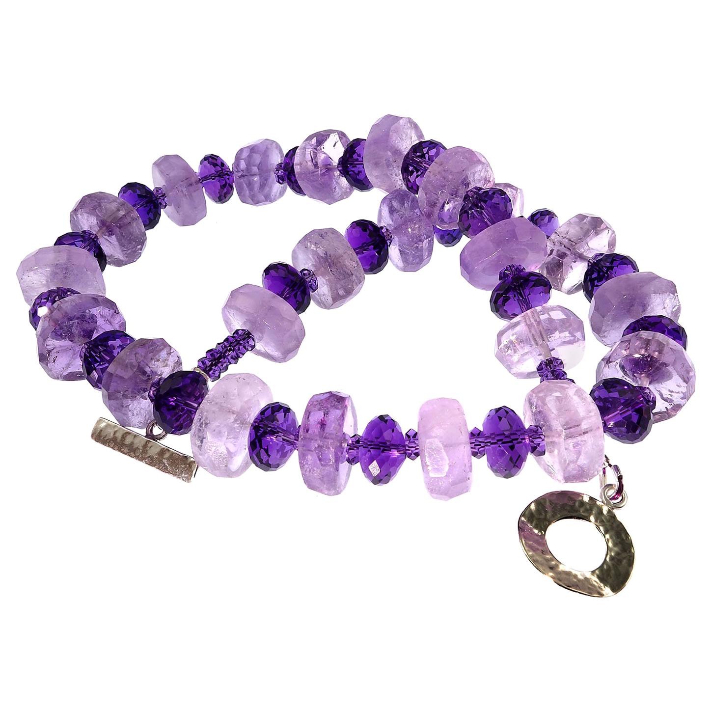 Gemjunky Sparkling Two tone Amethyst and Amethyst Choker Necklace  For Sale