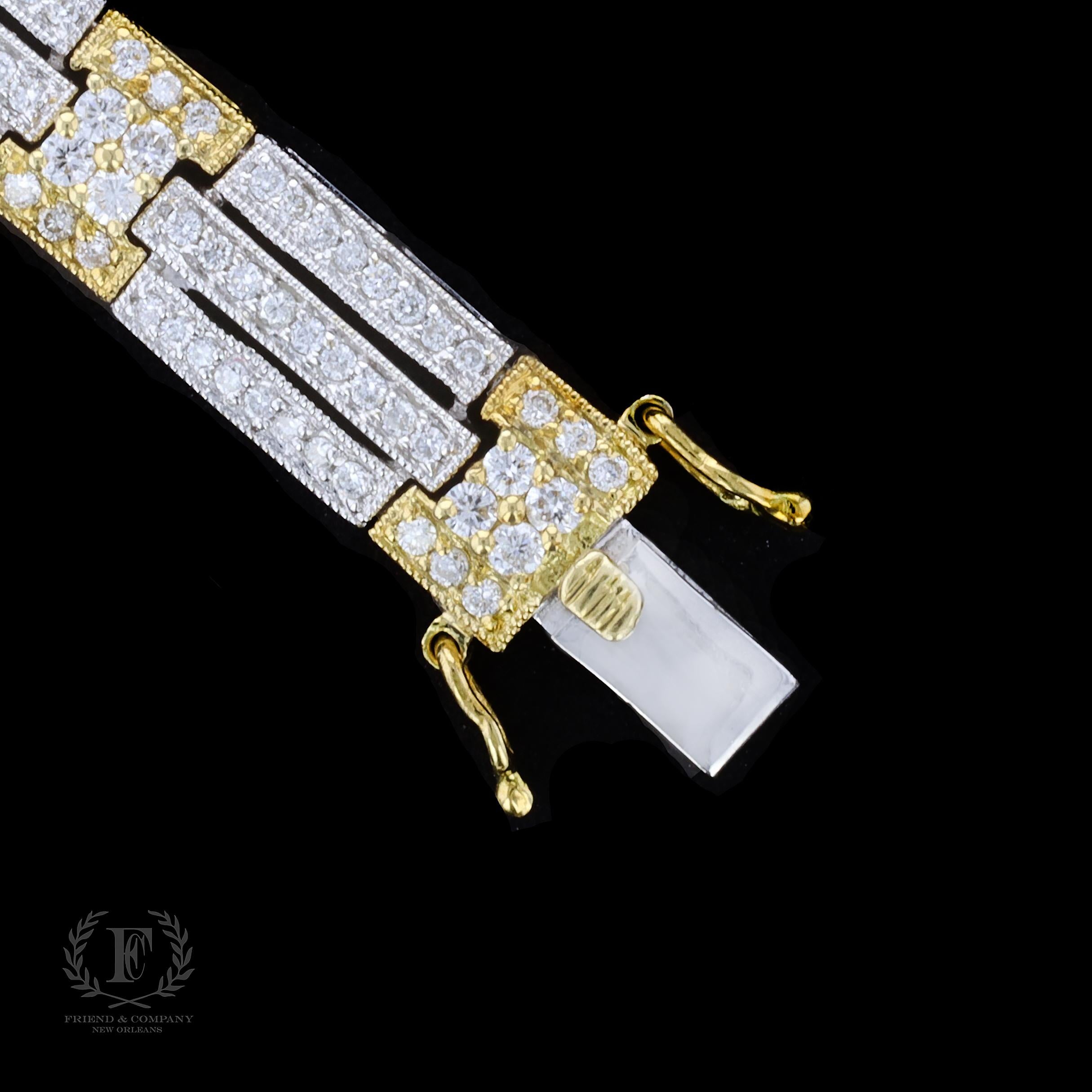 Sparkling Two-Tone Diamond Estate Bracelet For Sale 1