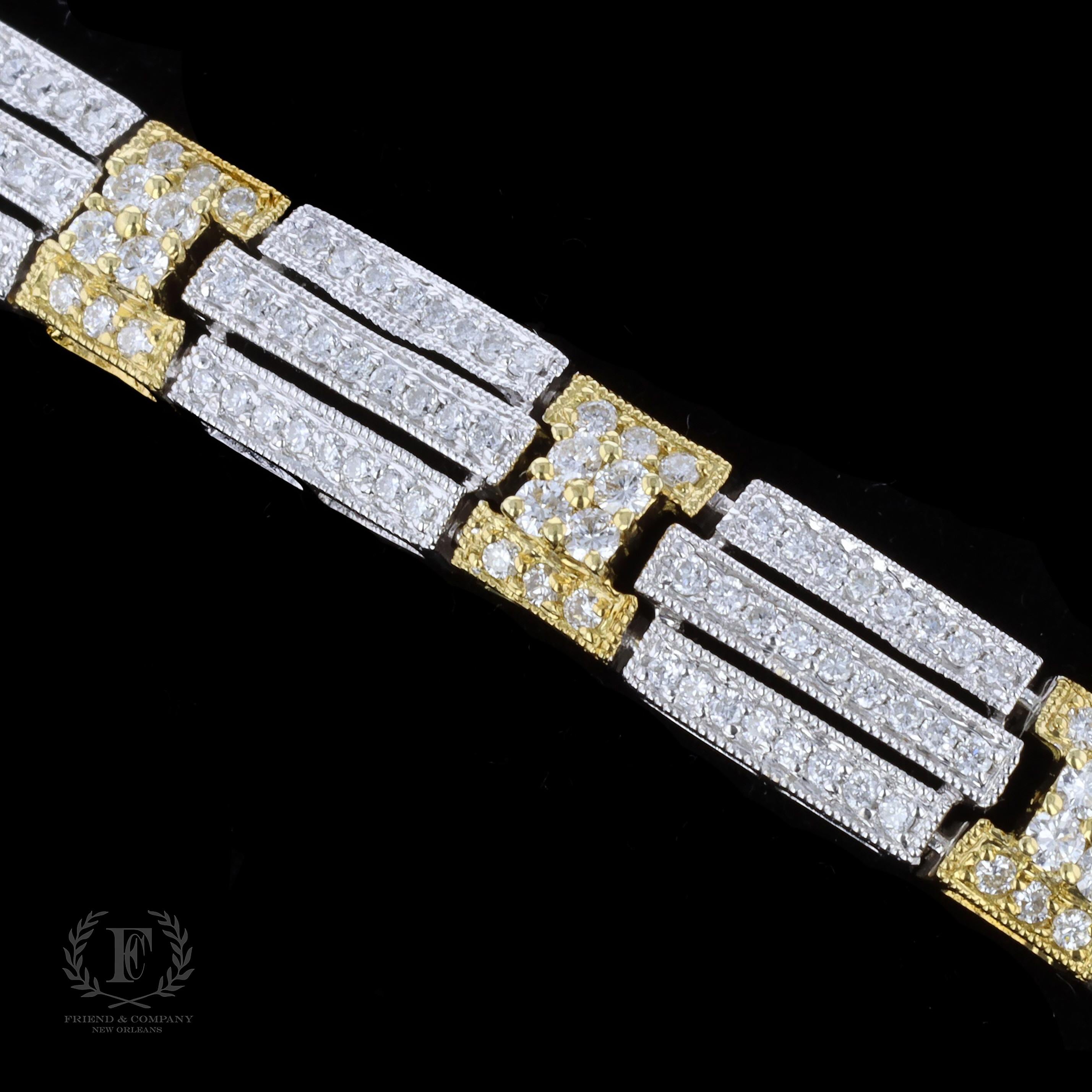 Sparkling Two-Tone Diamond Estate Bracelet For Sale 2