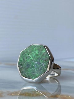 Bague en argent avec grenat d'uvarovite étincelant, taille 7,25