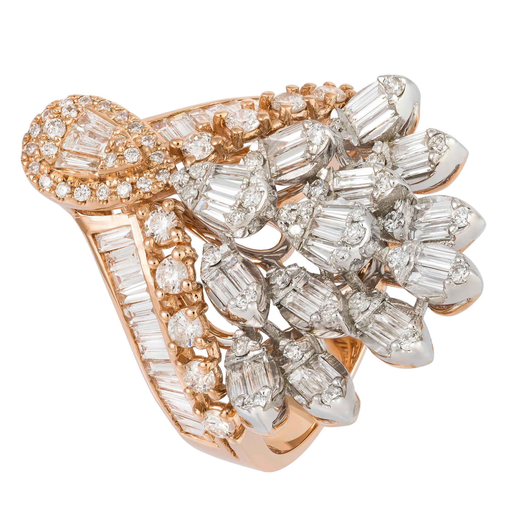For Sale:  Sparkling  White Pink 18K Gold White Diamond Ring For Her 2