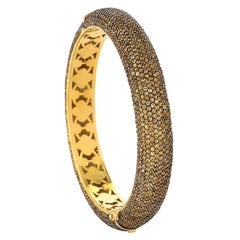 Sparkling Yellow Pave Sapphire Bangle in 18k Gold and Silver