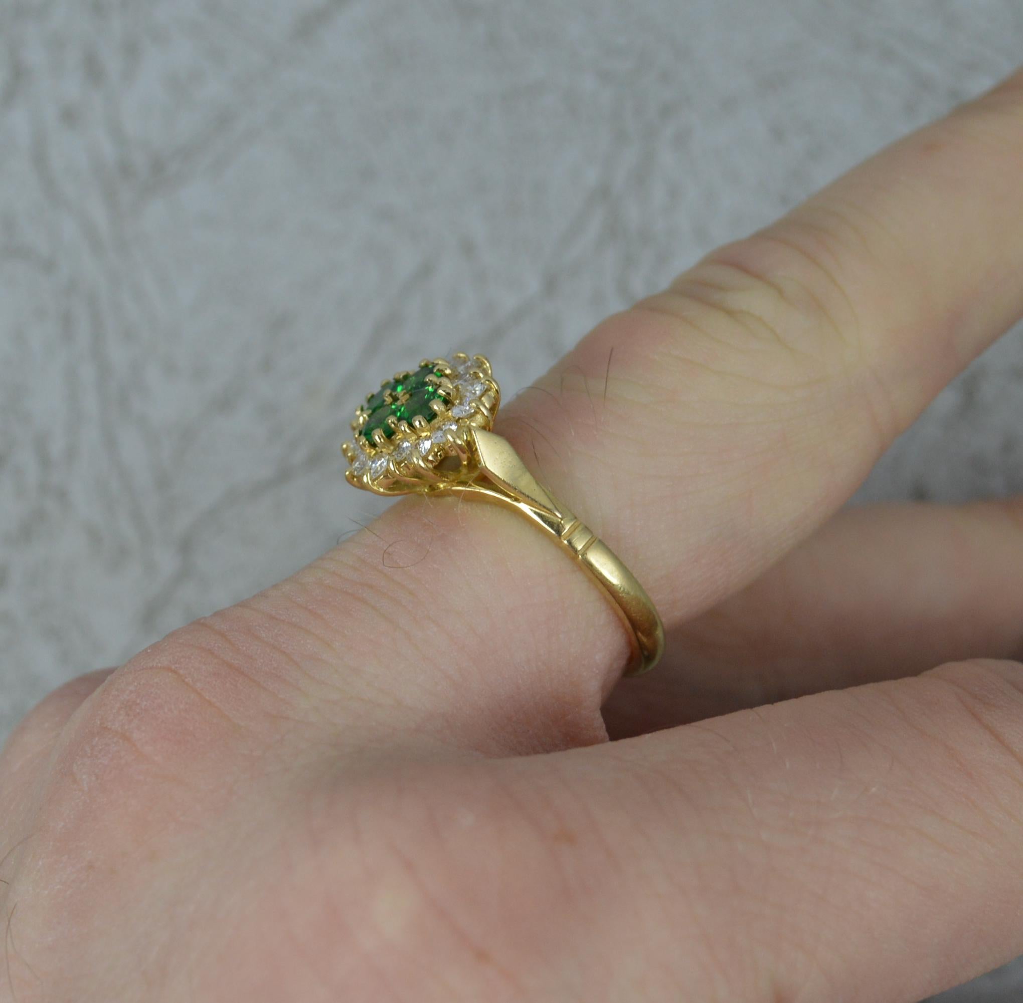 Contemporary Sparkly 18 Carat Gold Green Garnet and Diamond Cluster Ring