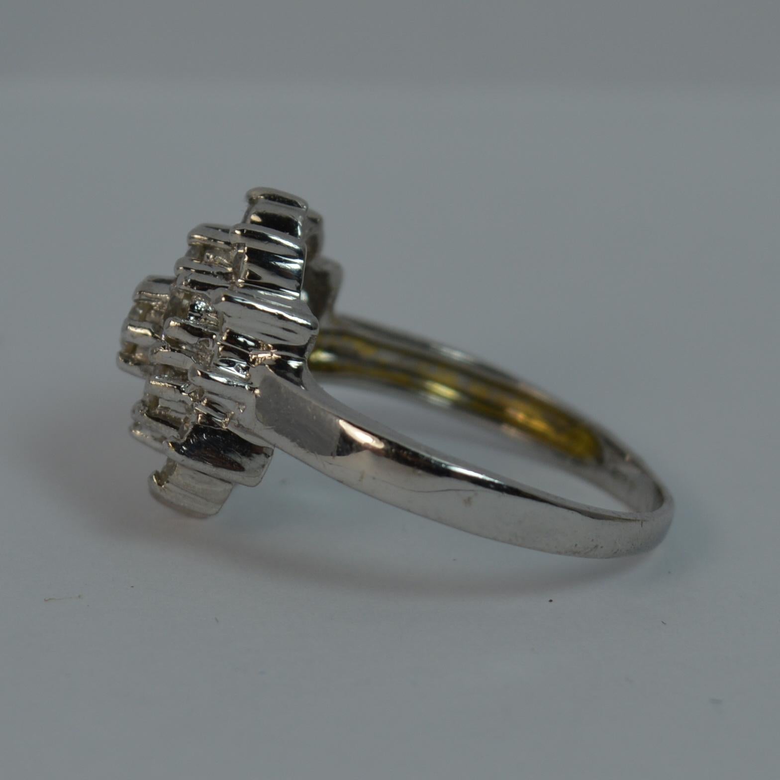 Sparkly 18 Carat White Gold and 1.00 Carat Diamond Cluster Cocktail Ring 2