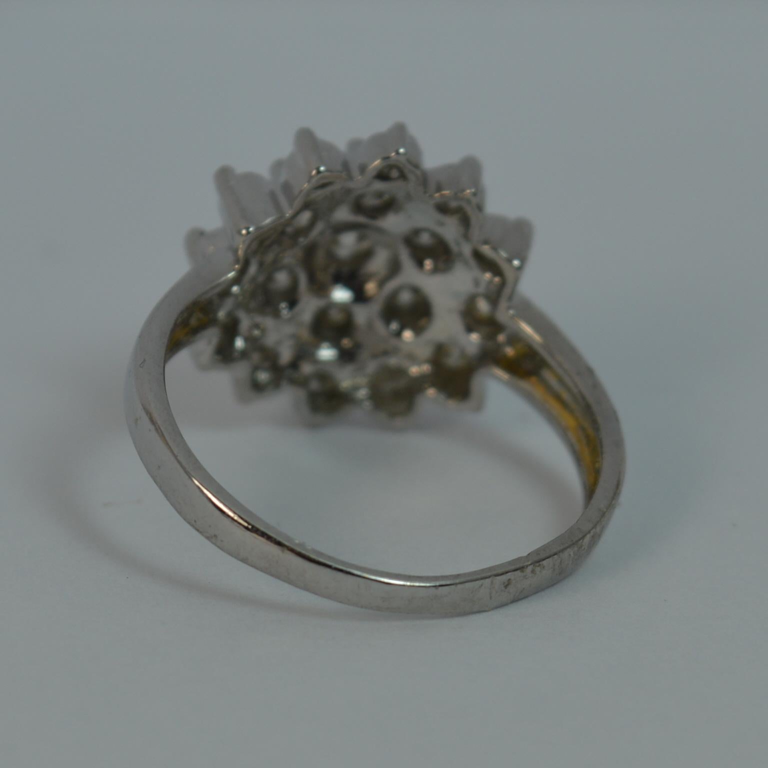Sparkly 18 Carat White Gold and 1.00 Carat Diamond Cluster Cocktail Ring 3