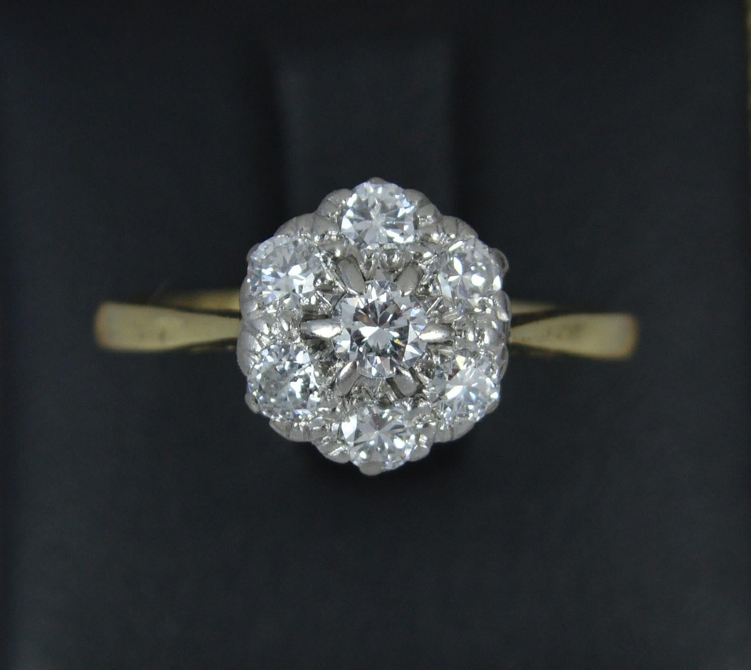 Sparkly 18ct Gold and Platinum 0.5ct Diamond Cluster Ring For Sale 4