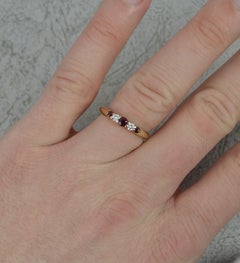 Sparkly 9 Carat Gold Ruby and Diamond Five Stone Stack Ring