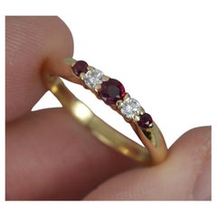 gold ring with korea stamped inside Sparkly 9 Carat Gold Ruby and Diamond Five Stone Stack Ring