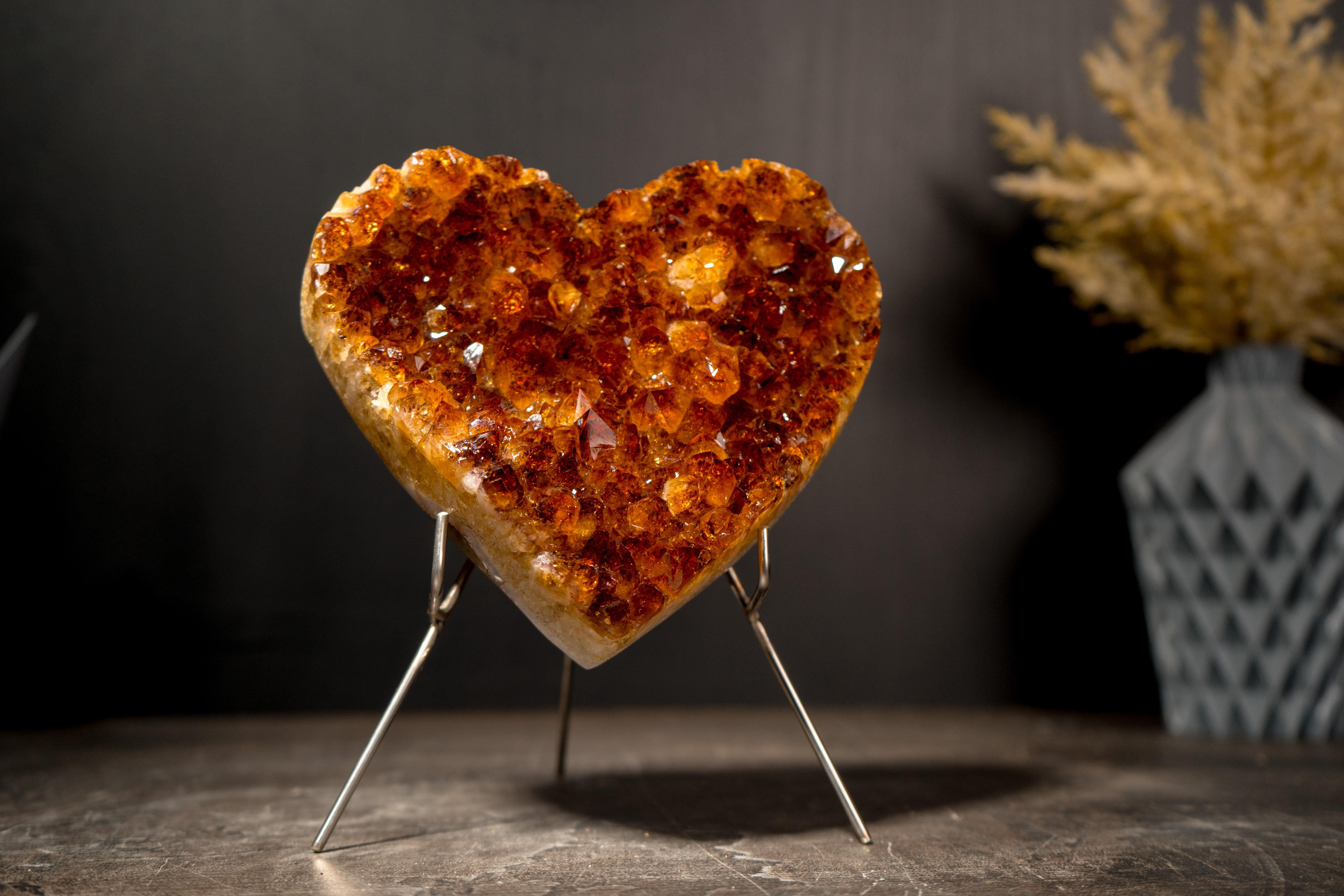 Corazón brillante de citrino naranja de Madeira, esculpido a partir de un citrino de grado AAA 2