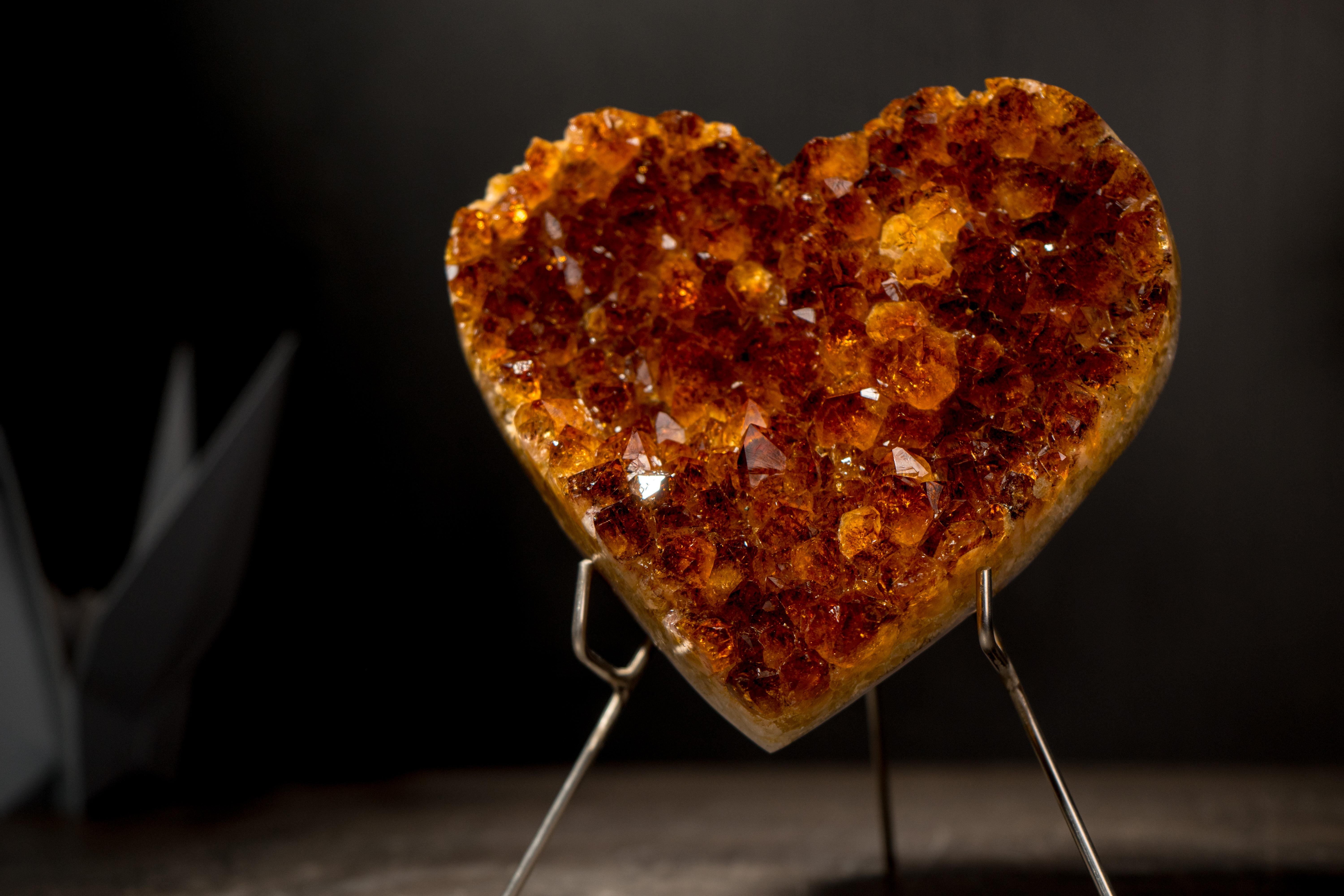 Corazón brillante de citrino naranja de Madeira, esculpido a partir de un citrino de grado AAA 3