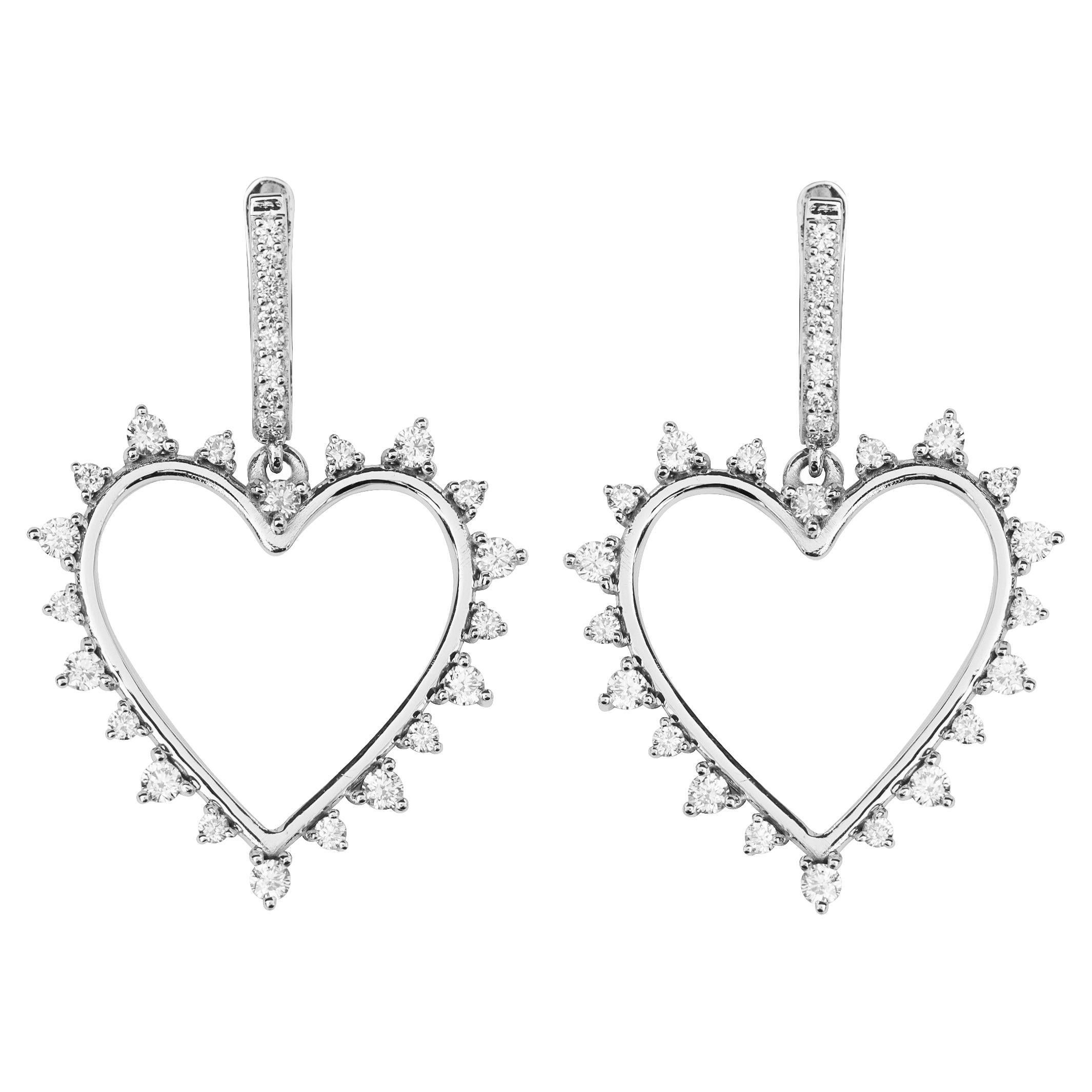 Sparkly Heart Diamond Earrings For Sale