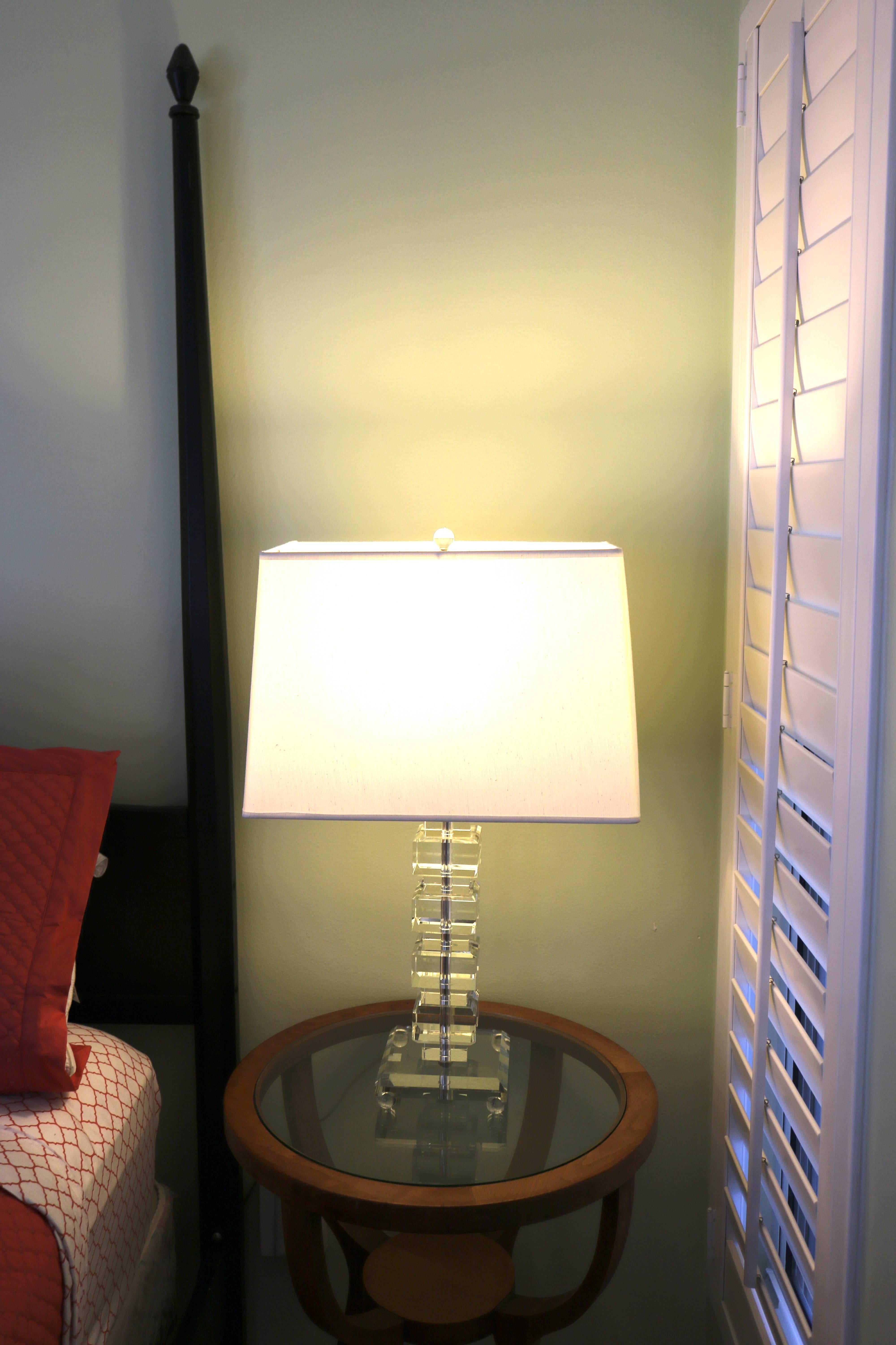 Sparkly Stacked Crystal Block Lamps-Coordinating Pair in Orrefors Style 8