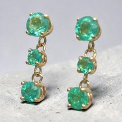 Sparkly Zambian Emerald Drop Earrings with 14k Gold