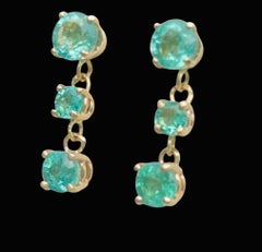 Sparkly Zambian Emerald Drop Earrings with 14k Gold