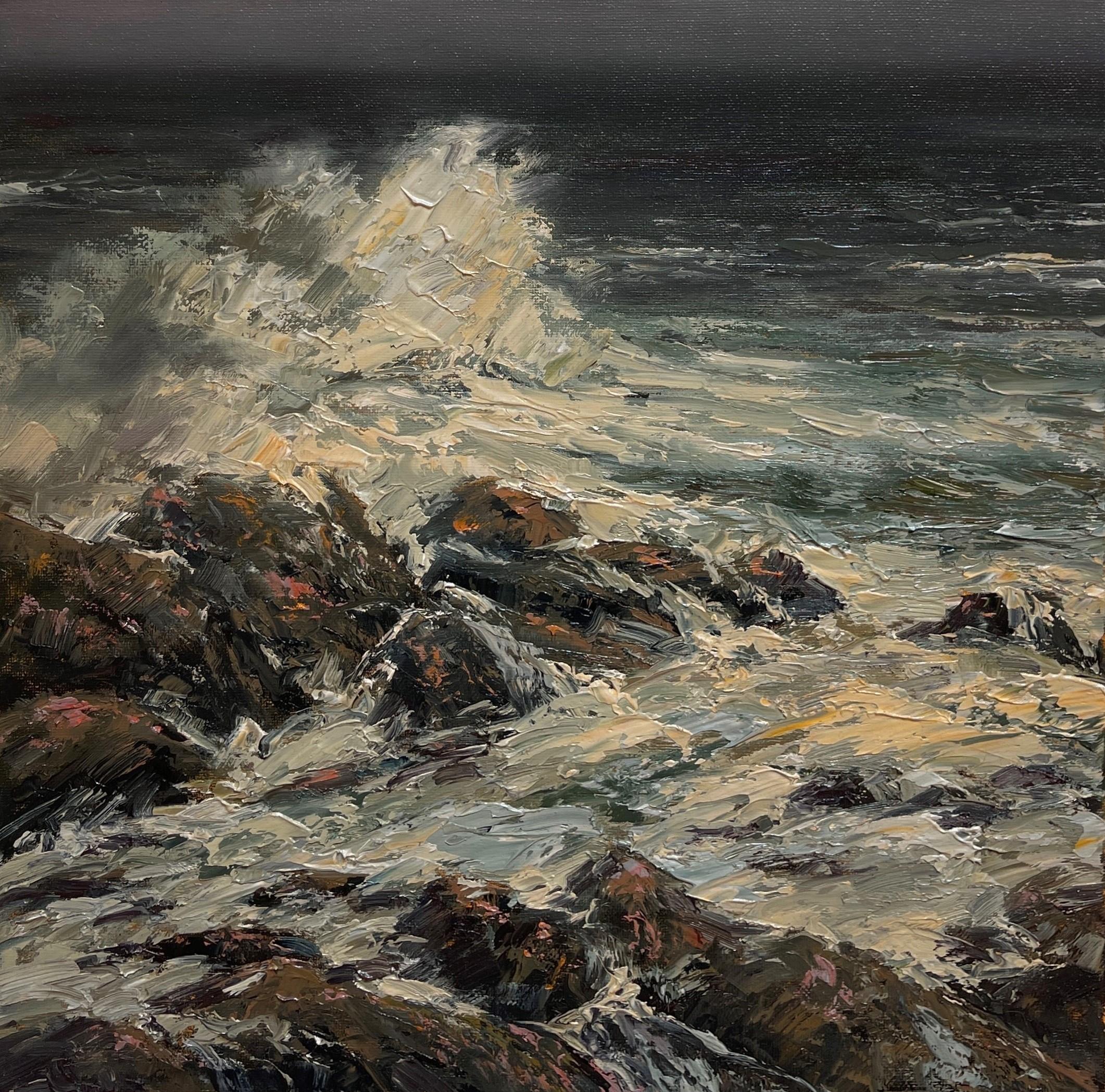 "Cascais, Portugal" de Sparky LeBold, pintura al óleo de paisajes marinos costeros